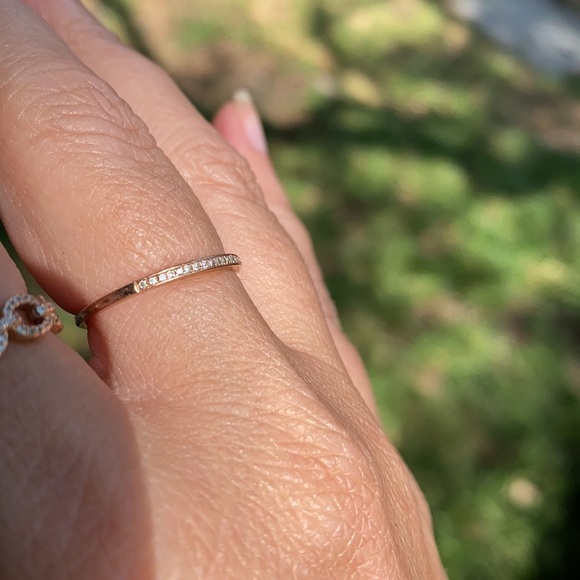 Real DIAMONDS & 14K ROSE GOLD pave diamond band ring size 6 💯 jewelry diamond - Picture 5 of 14